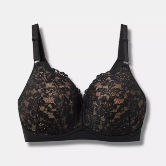 Torrid Dream Wire-Free Push Up Floral Lace Bra Black and Nude Size 42B NWT - Picture 1 of 13